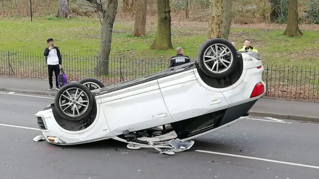 A car on its roof