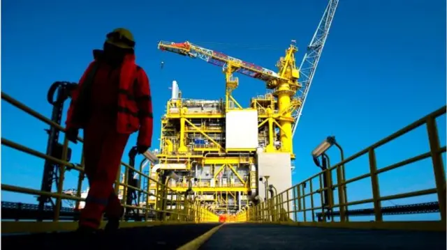 Oil worker on platform