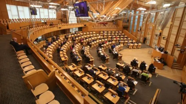 A near empty Holyrood chamber