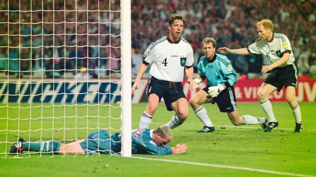 Paul Gascoigne narrowly missed the chance to put England in the final