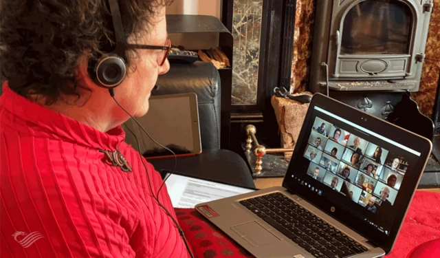 Presiding Officer Elin Jones chairs a virtual session of the Welsh Assembly