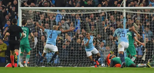 Raheem Sterling scores for Man City before it is disallowed