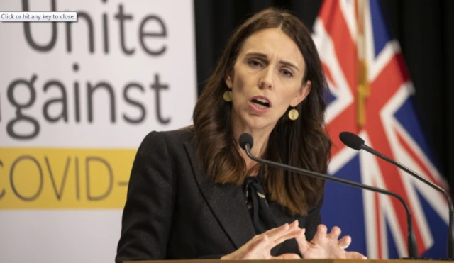 Prime Minister Jacinda Ardern delivering a Covid-19 update on 1 April