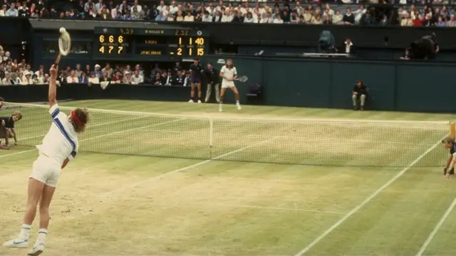 John McEnroe serves to Bjorn Borg