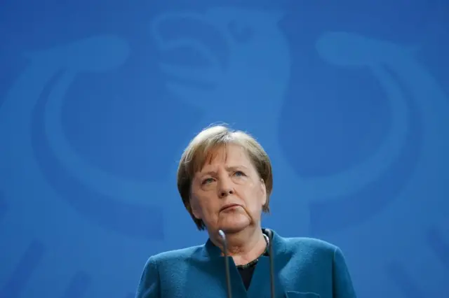 Angela Merkel giving a speech in March 2020