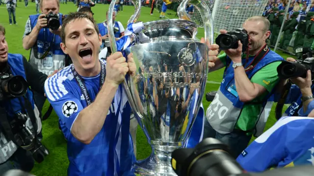 Frank Lampard holds the European Cup