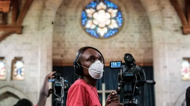 A Good Friday service being filmed in Nairobi, Kenya