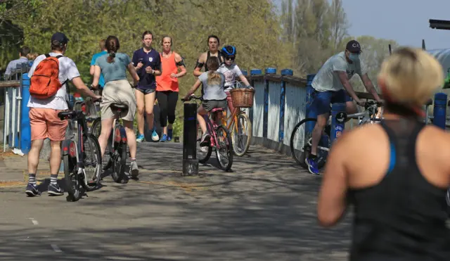 cyclists and walkers