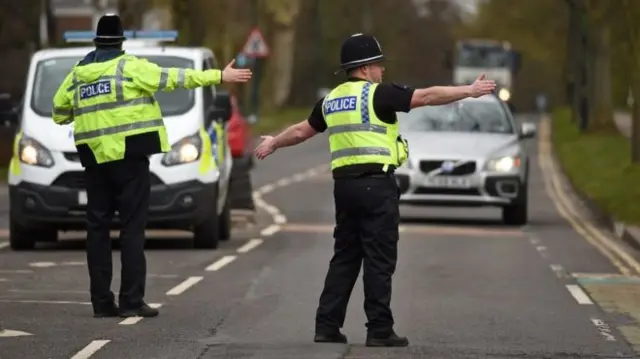 Police at roadblock