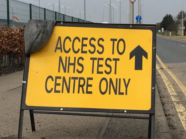 A sign saying 'Access To NHS Test Centre Only'