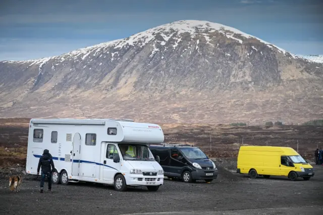 A camper van parked up near Fort William in the Highlands