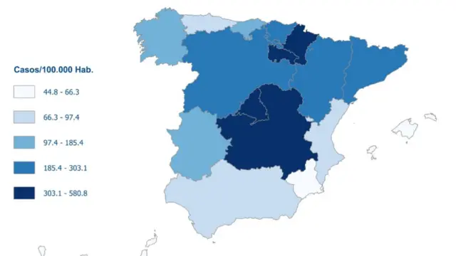 Map of Spain infection