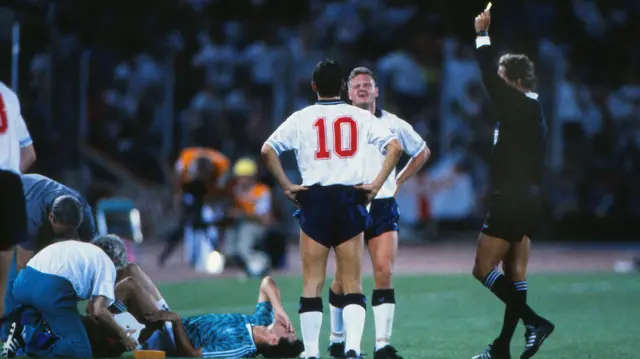 Paul Gascoigne is booked