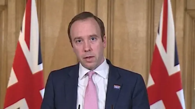 Health secretary Matt Hancock on 12 April 2020