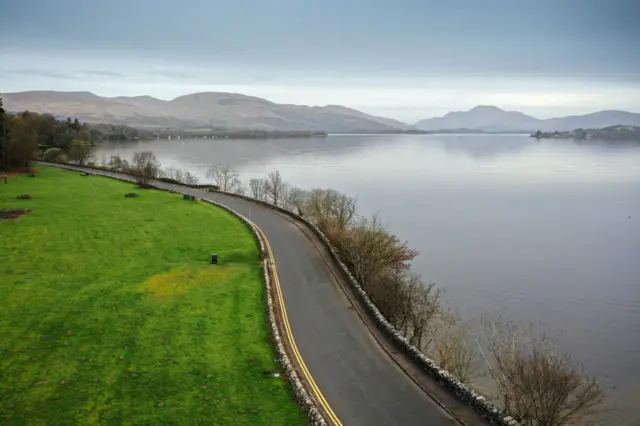 A deserted Duck Bay is seen with an empty Loch Lomond on Easter Sunday during the coronavirus lockdown