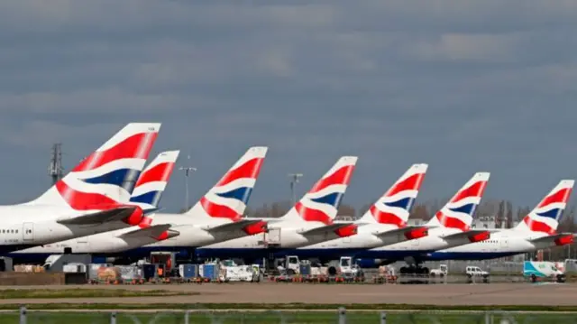 British Airways jets at Heathrow Airport near London