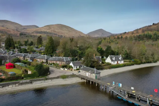 An empty shoreline at the village of Luss on Easter Sunday