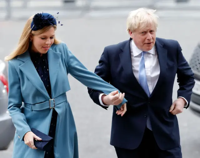 Carrie Symonds and Boris Johnson in a photo taken on 9 March