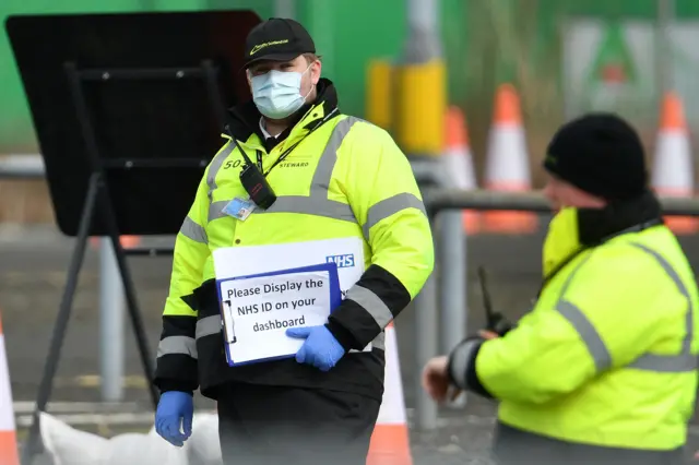 Testing for key workers under way at a drivethrough at Glasgow Airport