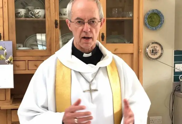 Archbishop of Canterbury Justin Welby gives his Easter sermon from his kitchen