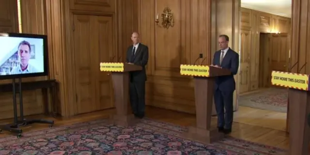 Dominic Raab leads the UK government briefing