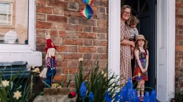 Neighbours are pictured on the photographer's daily cycle ride