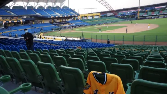 Baseball pitch without any fans