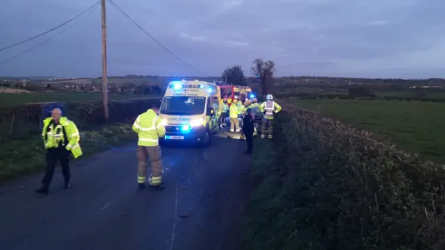 Emergency services at the scene of the crash