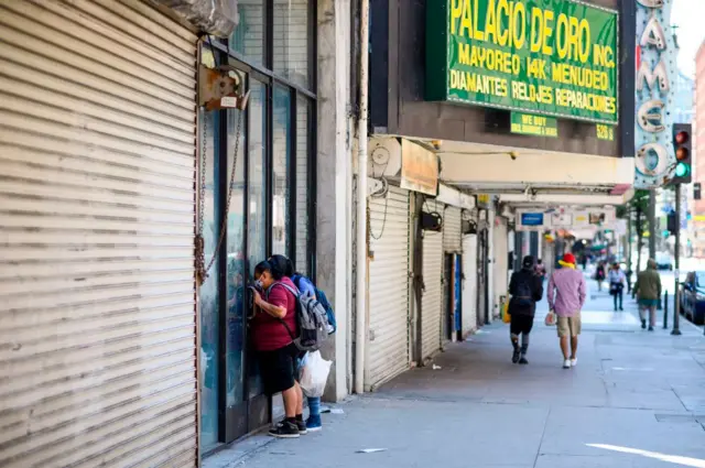 downtown Los Angeles, California during the coronavirus COVID-19 pandemic on April 14