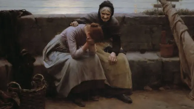 Painting - 'Never morning wore to evening but some heart did break' by Walter Langley