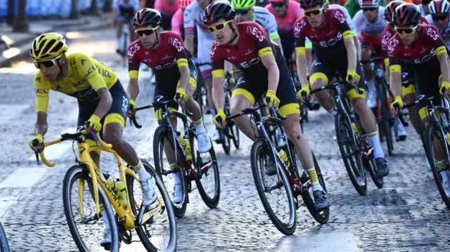 Tour de France riders during the final stage in 2019