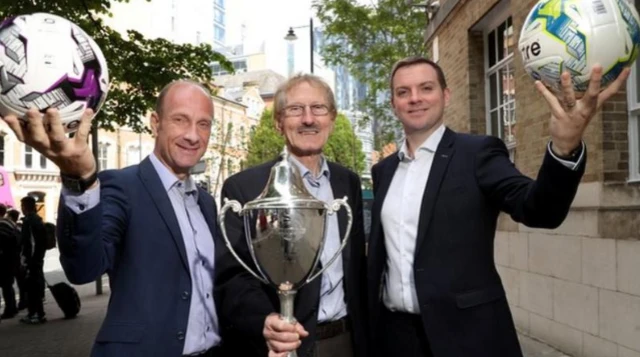 Stephen Watson, Victor Leonard, Thomas Kane with Super Cup Ni trophy