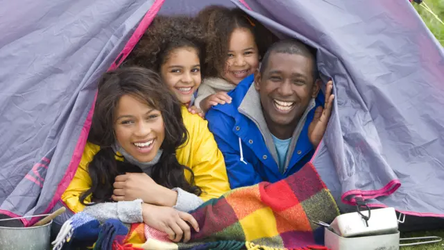 Family in a tent