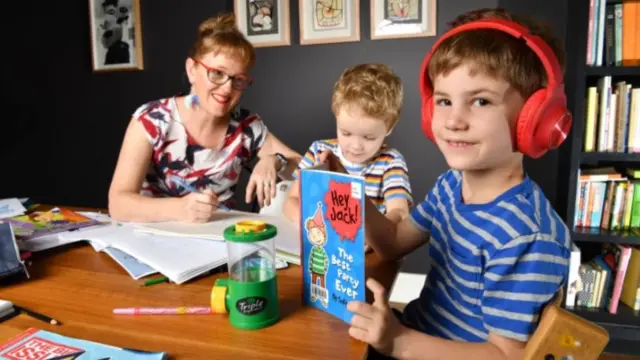 A family practicing home schooling in Queensland