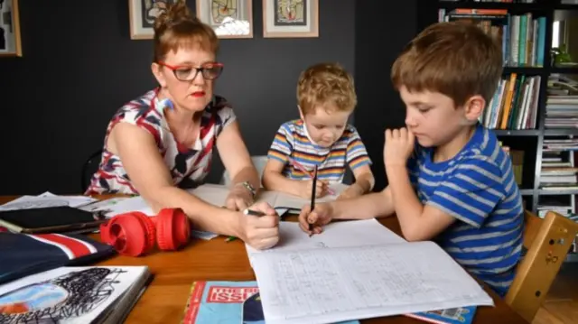 A family in Brisbane doing home-schooling