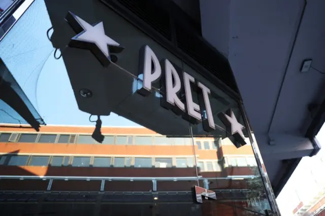 A general view outside Pret A Manger in Wood Green on March 23, 2020 in London