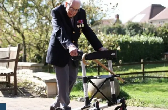 Captain Tom Moore has been walking 25m laps of his Bedfordshire garden