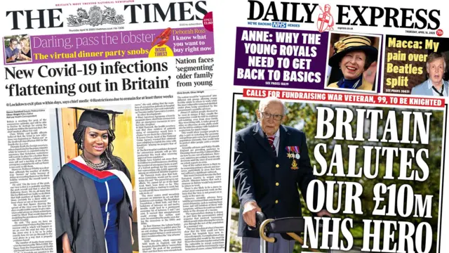 Thursday's front pages of The Times and the Daily Express