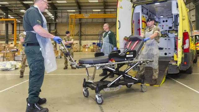 Troops being trained by ambulance crews