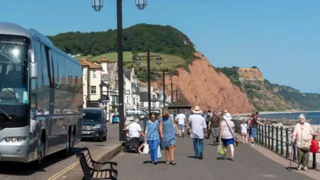 Coach by the Devon coast