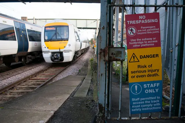 railway trespassing sign