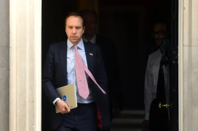 Health Secretary Matt Hancock leaves 10 Downing Street