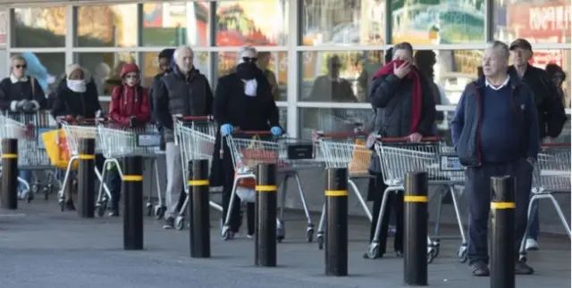 Supermarket queues have been a feature during the crisis