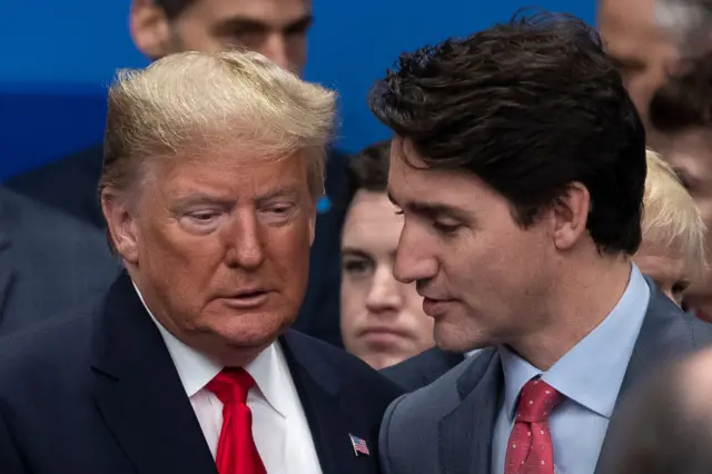 Trudeau and Trump together at the Nato summit in December 2019