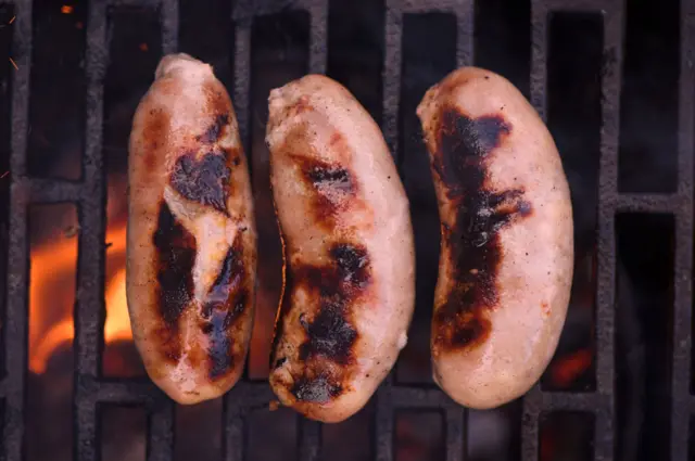 Sausages on a barbecue