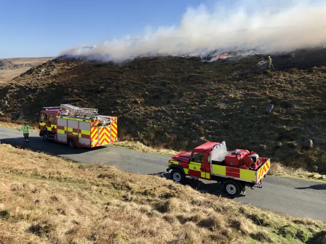 Fire crews at Widdop Reservoir moorland fire