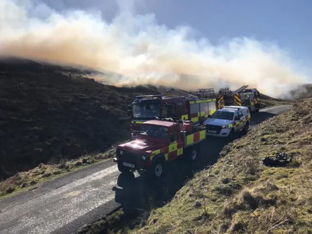 Fire crews at Widdop Reservoir moorland fire