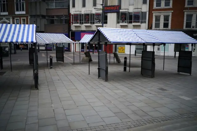 Deserted Walsall town centre this week