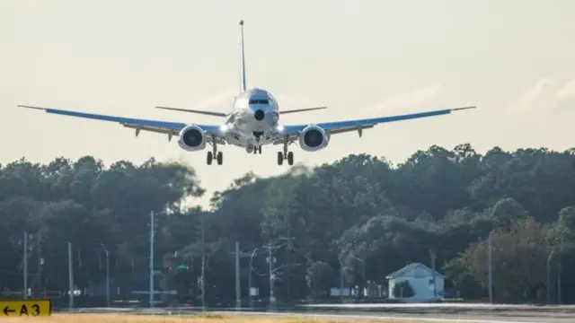 Maritime patrol aircraft landing at Kinloss