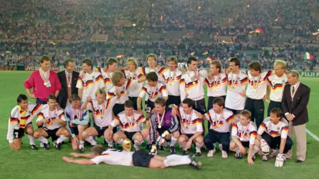 Germany celebrate winning the 1990 World Cup